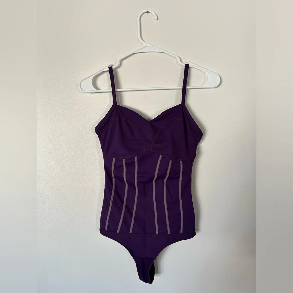 Lululemon Rare Thong Plum Straps Body Suit Size 6 - Picture 1 of 11